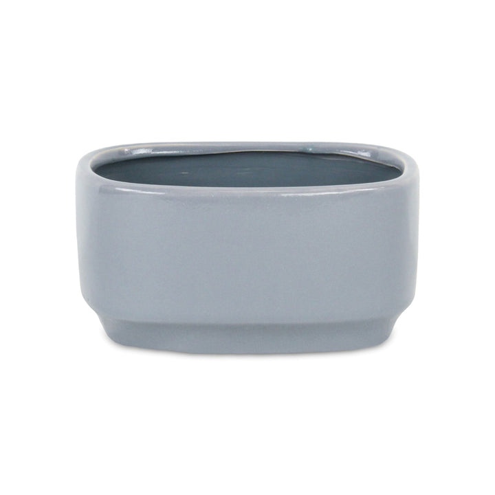 CHEUNGS Elegora Wide Curved Rectangular Straight Side Ceramic Pot - Large - Gray