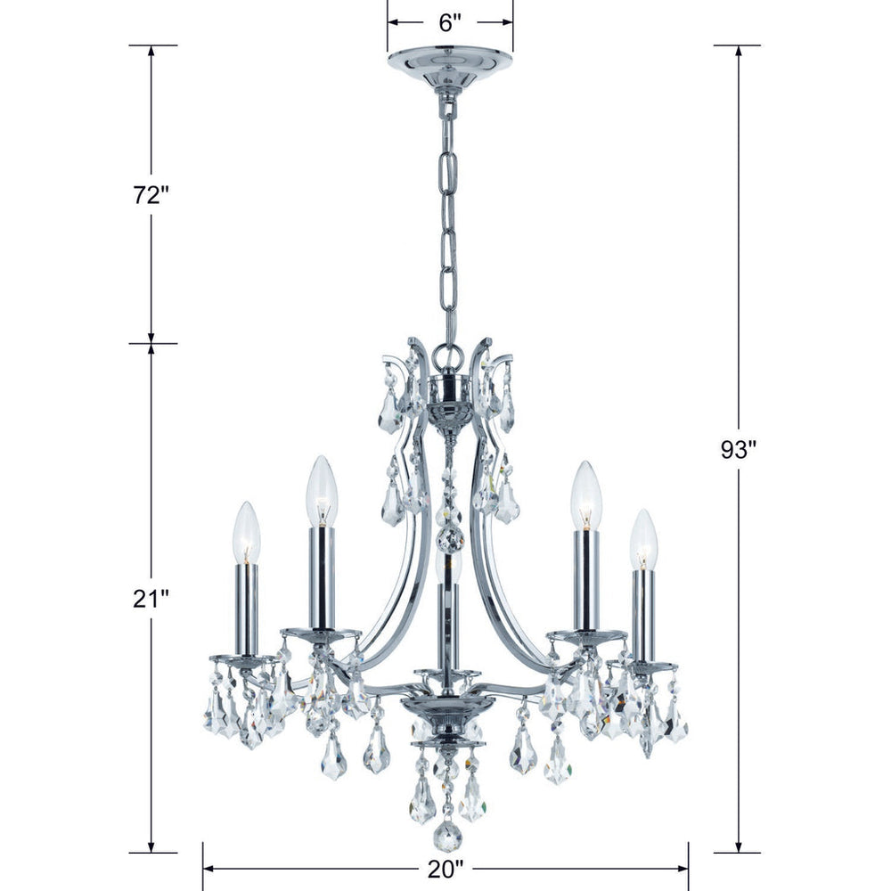 Cedar 5 Light Swarovski Strass Crystal Polished Chrome Chandelier Crystorama