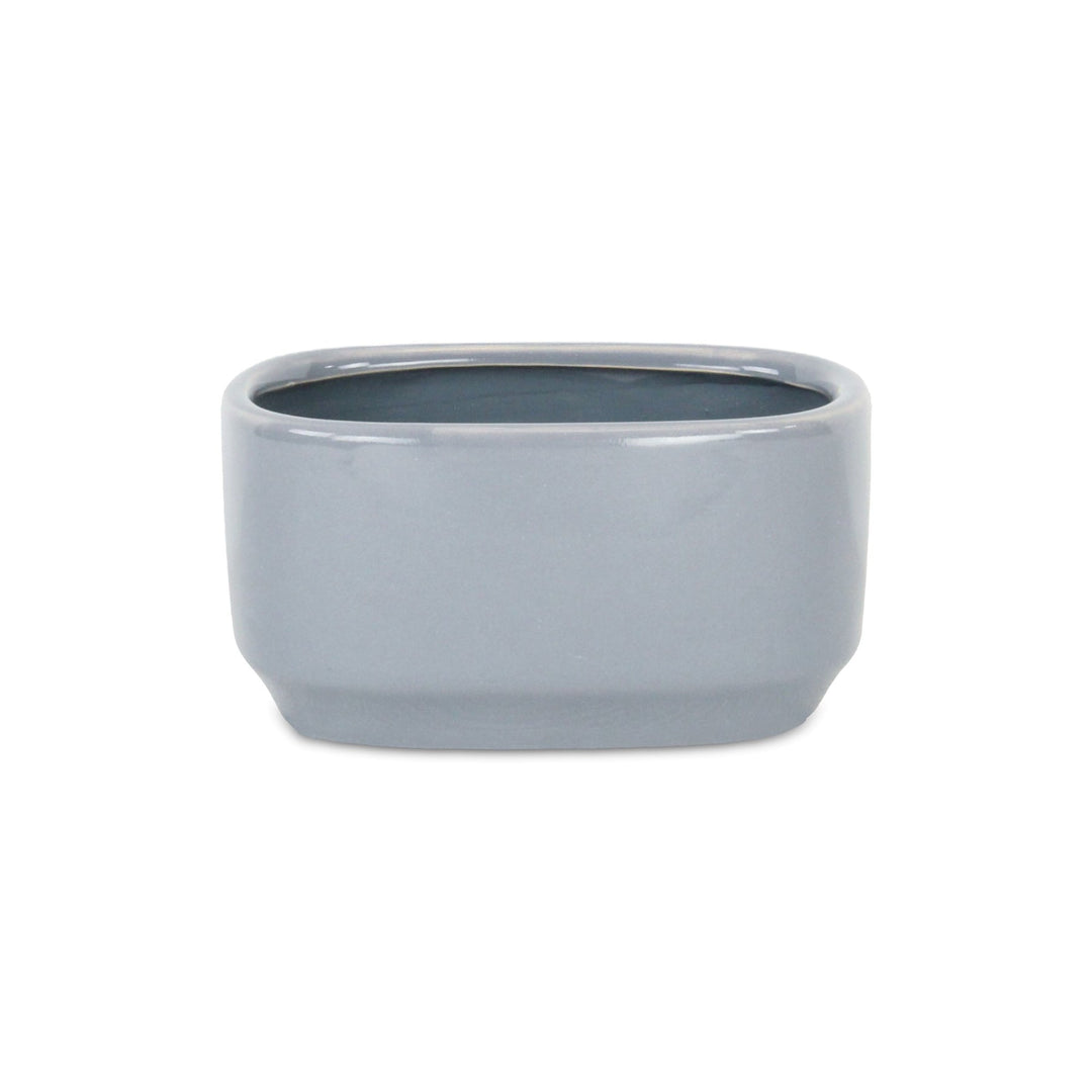 CHEUNGS Elegora Wide Curved Rectangular Straight Side Ceramic Pot - Small - Gray