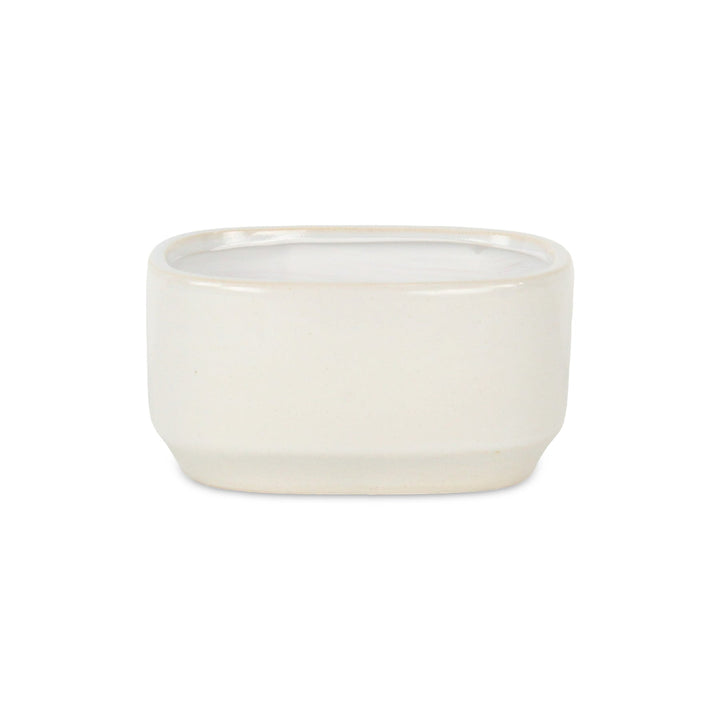 CHEUNGS Elegora Wide Curved Rectangular Straight Side Ceramic Pot - Small - Off White