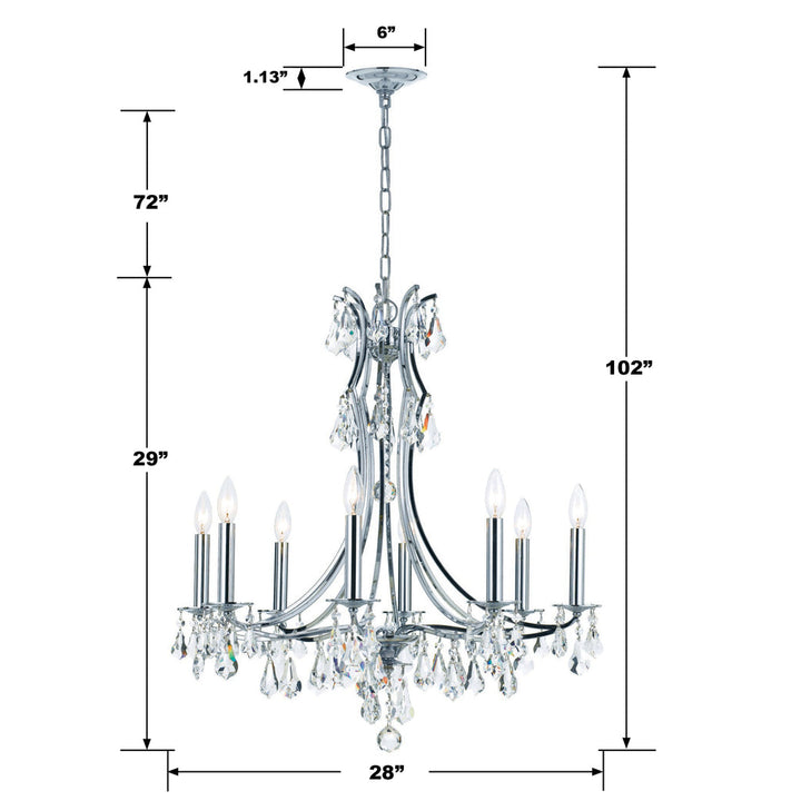 Cedar 8 Light Swarovski Strass Crystal Polished Chrome Chandelier Crystorama