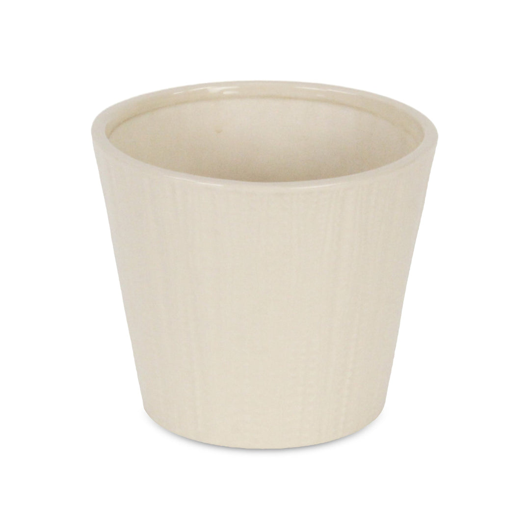 CHEUNGS Currula Tapered Vertical Dotted Pattern Ceramic Pot - Large - Off White