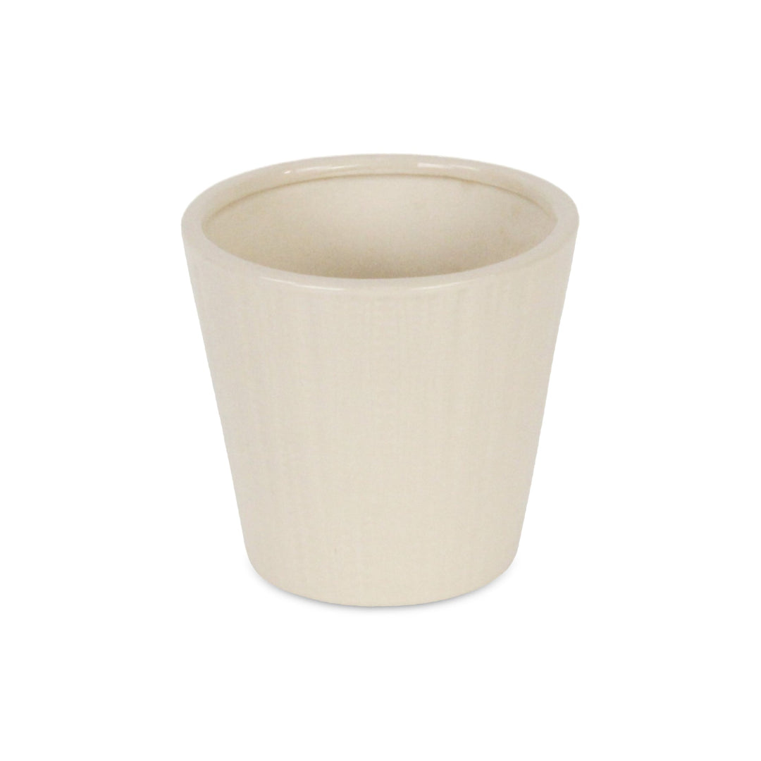 CHEUNGS Currula Tapered Vertical Dotted Pattern Ceramic Pot - Small - Off White