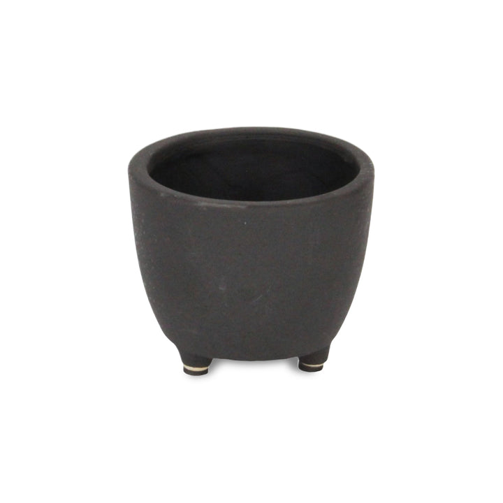 CHEUNGS Parlo Raised Textured Round Ceramic Pot- Small - Dark Gray