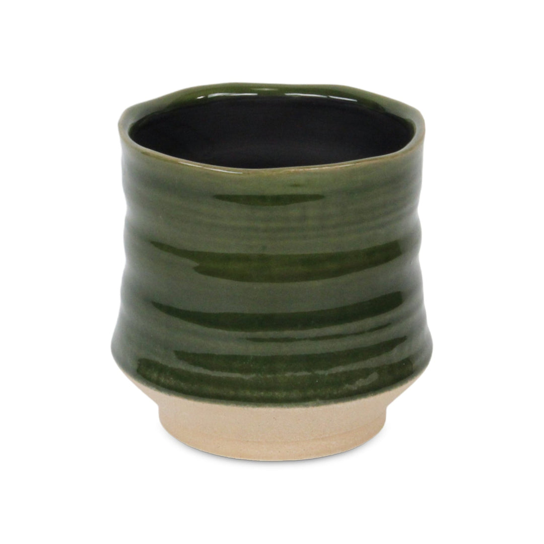 CHEUNGS Perlacea Curved Round Tapering Ceramic Pot- Large - Green