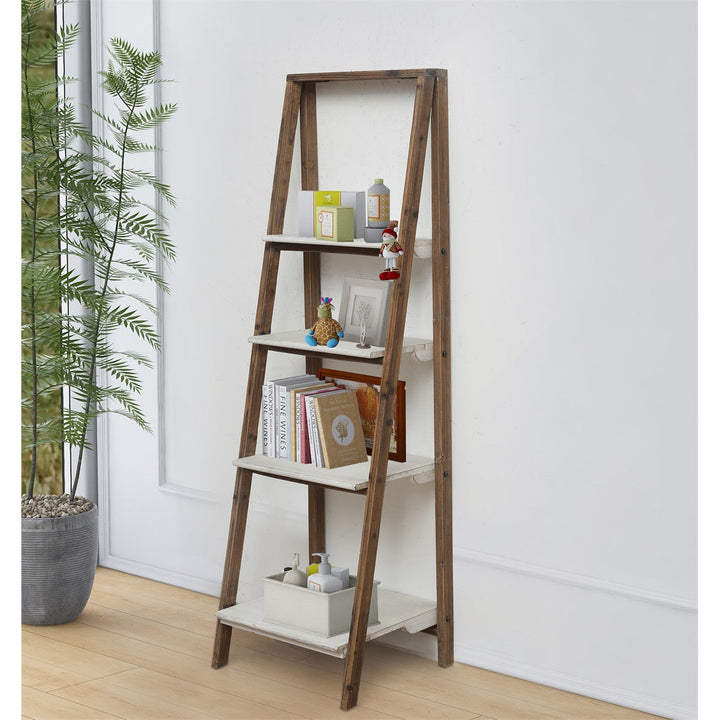 CHEUNGS Maison Ferme 4 Tier Foldable Shelf Display with Smooth White Accent