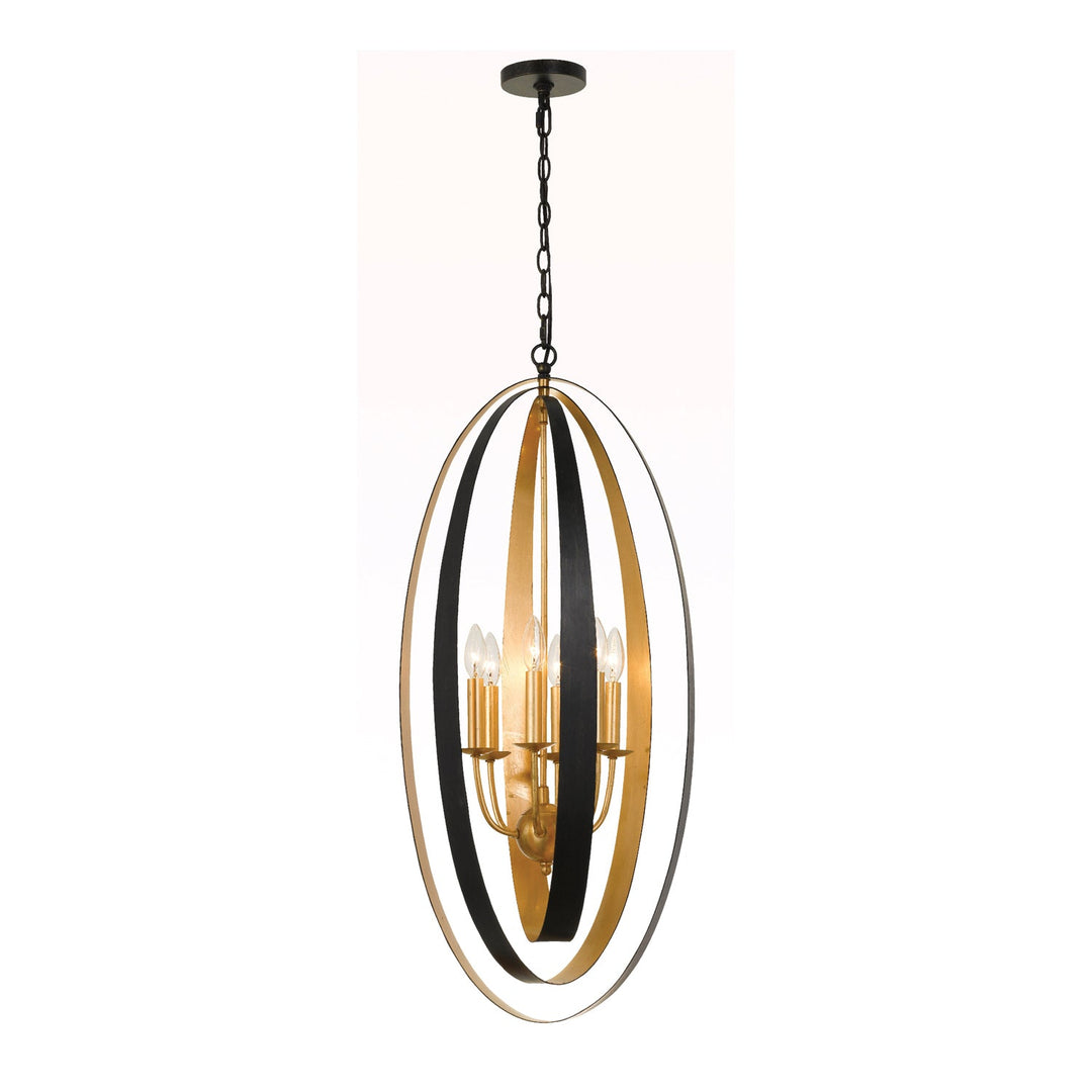 Luna 6 Light English Bronze + Antique Gold Mini Chandelier Crystorama