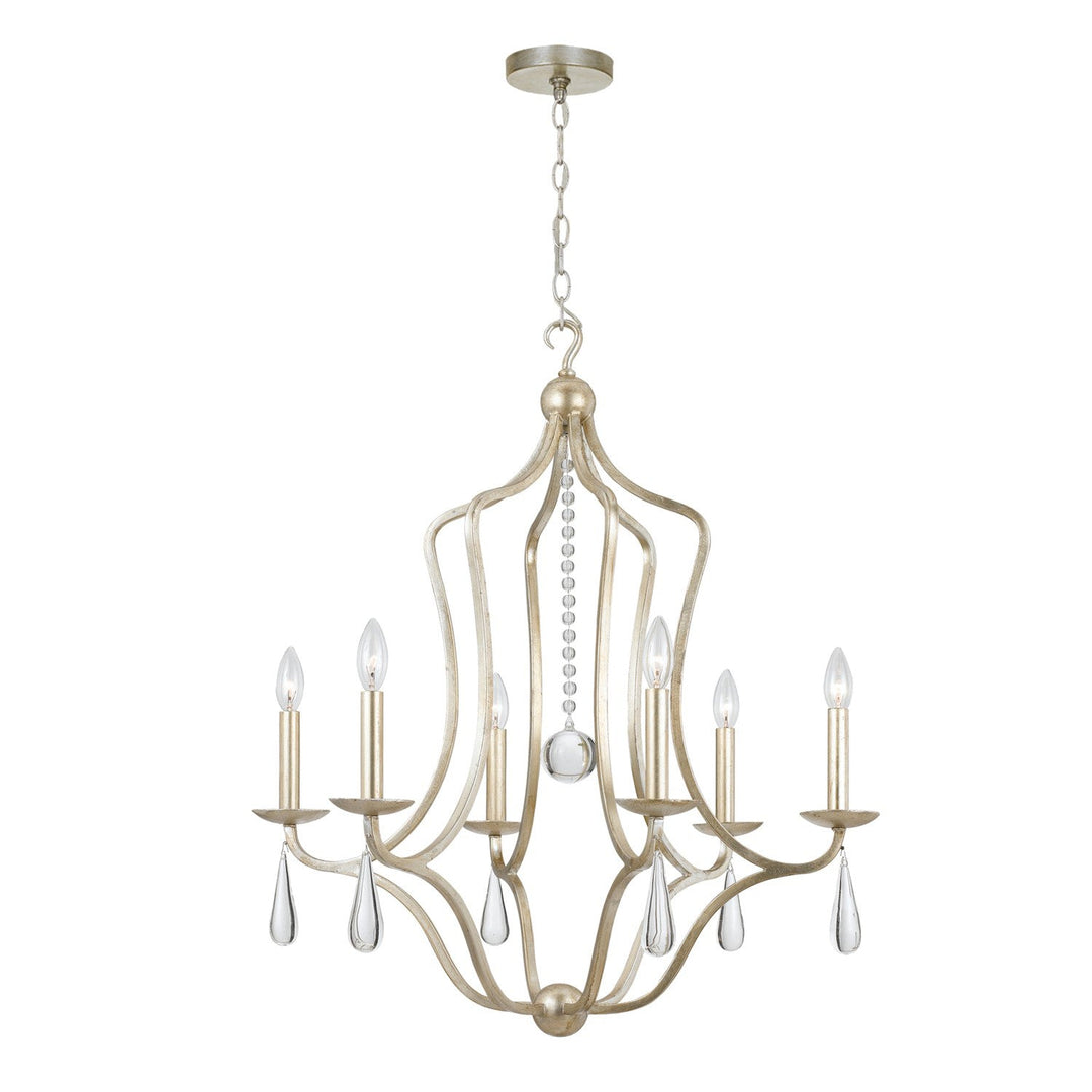 Manning 6 Light Silver Leaf Chandelier Crystorama