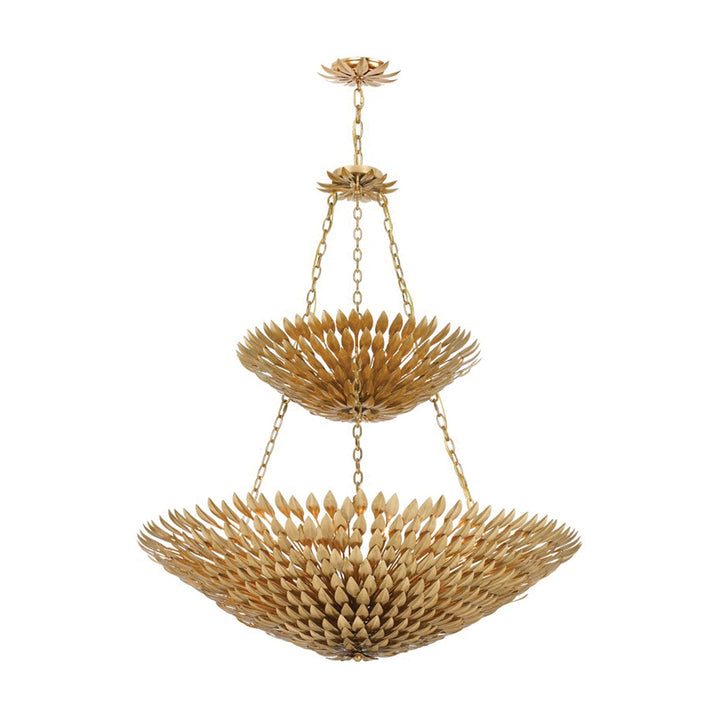 Broche 18 Light Antique Gold Leaf Chandelier Crystorama