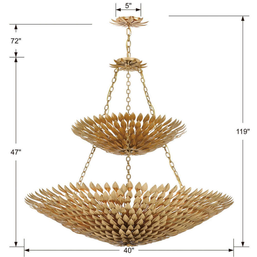 Broche 18 Light Antique Gold Leaf Chandelier Crystorama