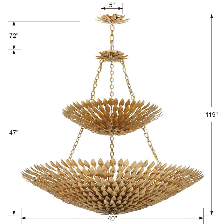 Broche 18 Light Antique Gold Leaf Chandelier Crystorama