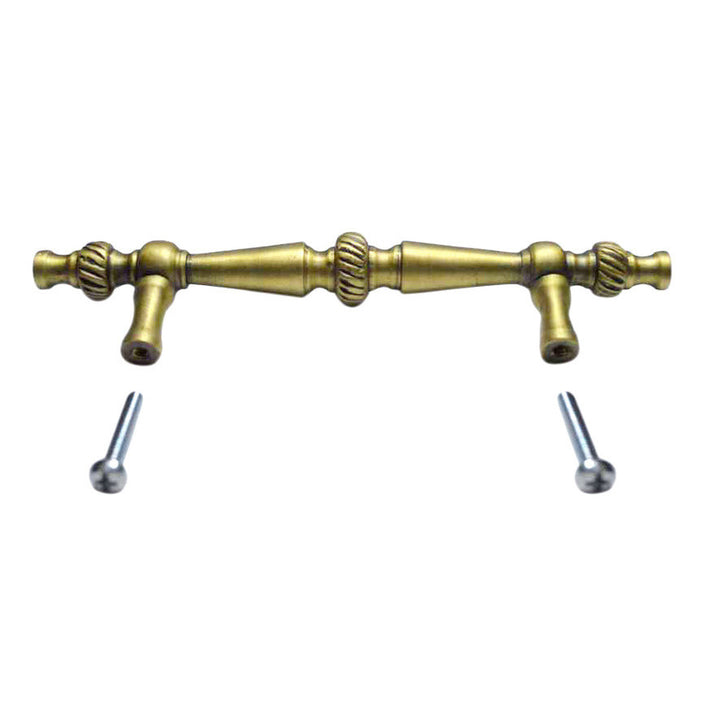 COPPER MOUNTAIN HARDWARE 6 1/2 Inch Overall (4 Inch c-c) Solid Brass Georgian Pull (Antique Brass Finish)