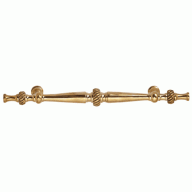 COPPER MOUNTAIN HARDWARE 6 1/2 Inch Overall (4 Inch c-c) Solid Brass Georgian Roped Style Pull (Lacquered Brass Finish)