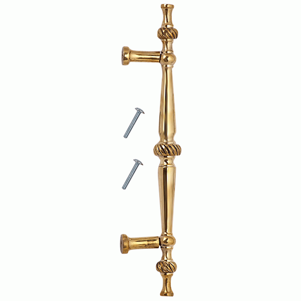 COPPER MOUNTAIN HARDWARE 6 1/2 Inch Overall (4 Inch c-c) Solid Brass Georgian Roped Style Pull (Polished Brass Finish)