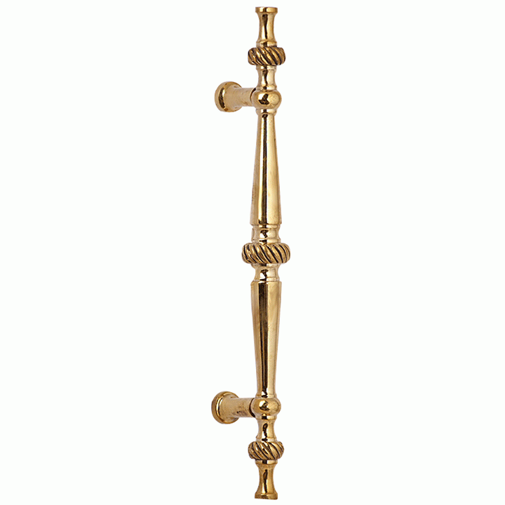 6 1/2 Inch Overall (4 Inch c-c) Solid Brass Georgian Roped Style Pull (Polished Brass Finish) COPPER MOUNTAIN HARDWARE