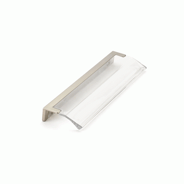 SCHAUB 6 1/4 Inch (5 Inch c-c) Positano Clear Edge Pull (Satin Nickel Finish)