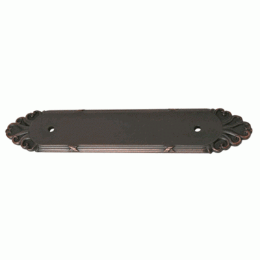 EMTEK 6 3/4 Inch (4 Inch c-c) Solid Brass Ribbon & Reed Back Plate (Venetian Rubbed Bronze Finish)