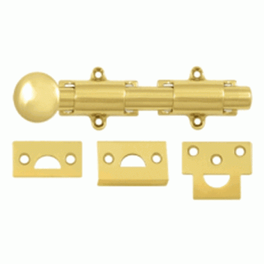 DELTANA 6 Inch Deltana Heavy Duty Surface Bolt (Polished Brass Finish)