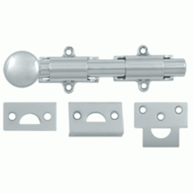 DELTANA 6 Inch Deltana Heavy Duty Surface Bolt (Polished Chrome Finish)