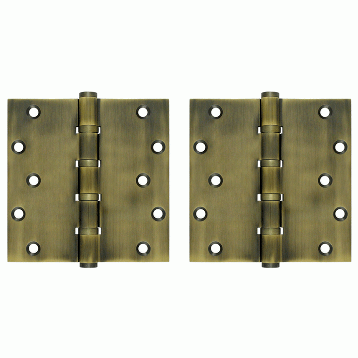 DELTANA 6 Inch X 6 Inch Solid Brass Ball Bearing Square Hinge (Antique Brass Finish)