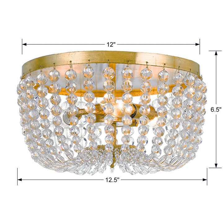 Crystorama Crystorama Rylee 3 Light Antique Gold Flush Mount