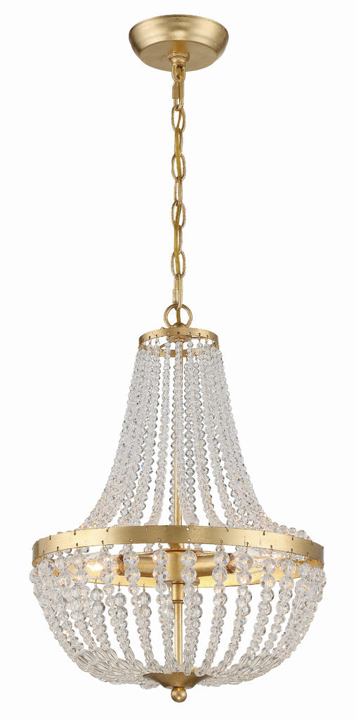 Rylee 3 Light Antique Gold Mini Chandelier Crystorama