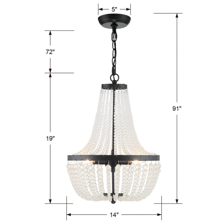 Rylee 3 Light Matte Black Mini Chandelier Crystorama