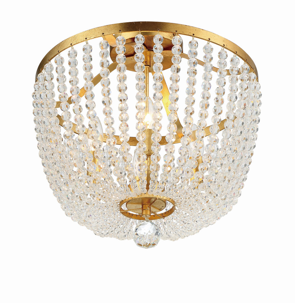 Crystorama Crystorama Rylee 4 Light Antique Gold Semi Flush Mount