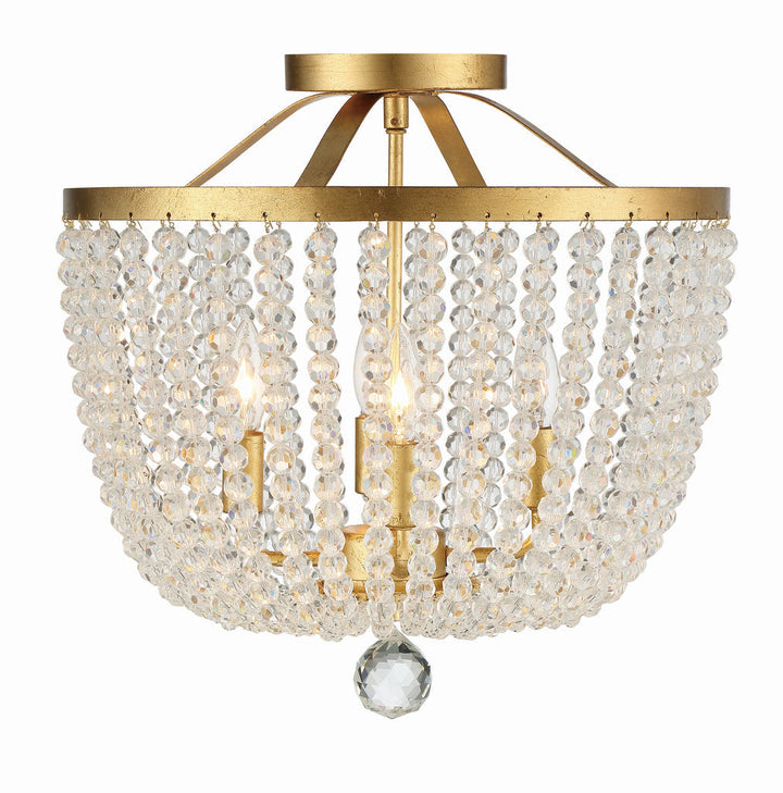 Crystorama Crystorama Rylee 4 Light Antique Gold Semi Flush Mount