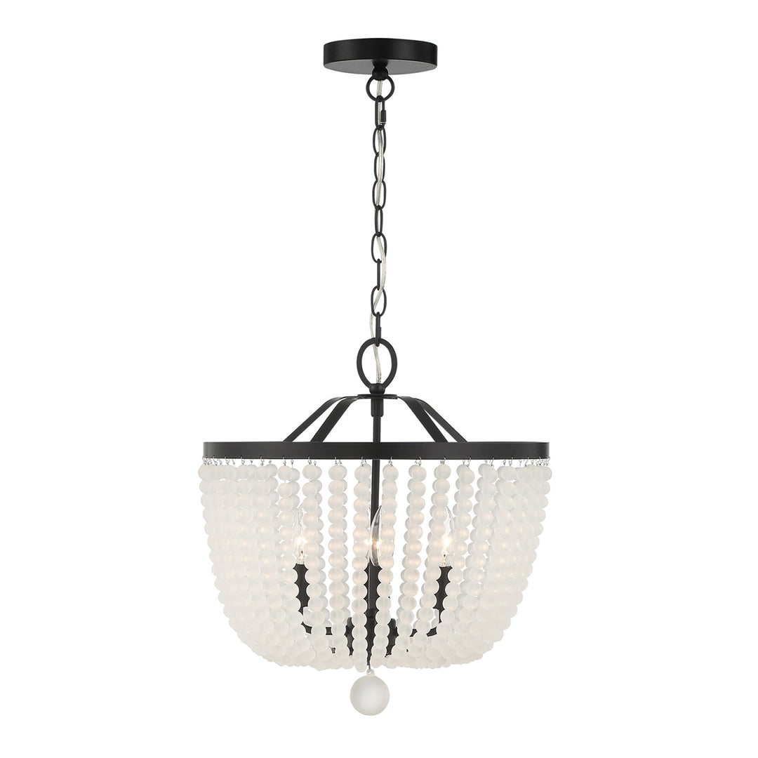 Rylee 4 Light Matte Black Frosted Beads Mini Chandelier Crystorama