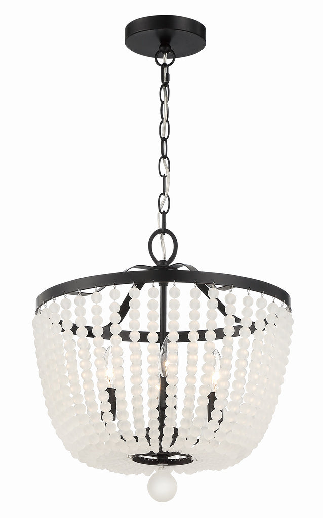 Rylee 4 Light Matte Black Frosted Beads Mini Chandelier Crystorama