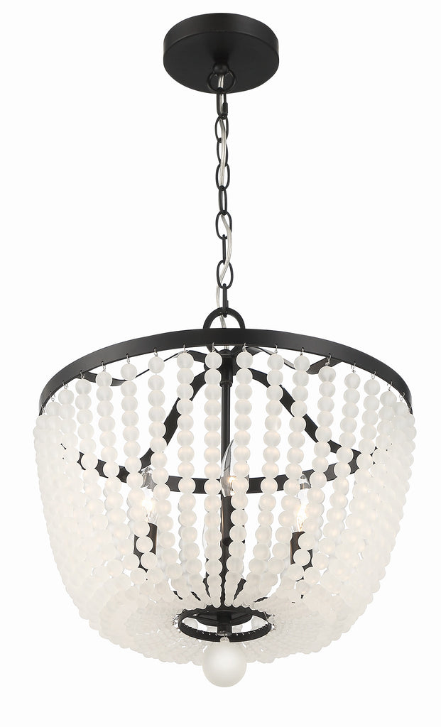 Rylee 4 Light Matte Black Frosted Beads Mini Chandelier Crystorama