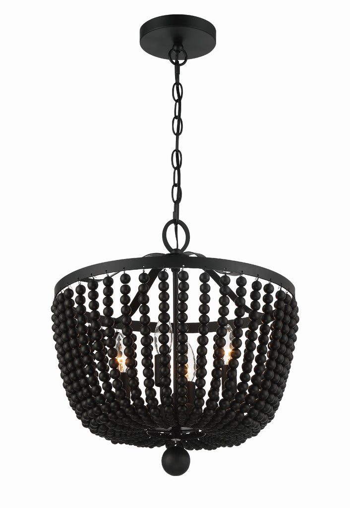 Rylee 4 Light Matte Black Mini Chandelier Crystorama