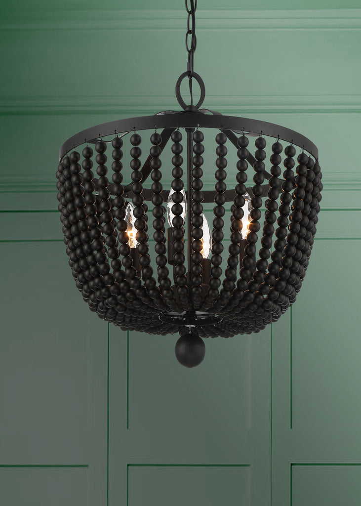 Rylee 4 Light Matte Black Mini Chandelier Crystorama