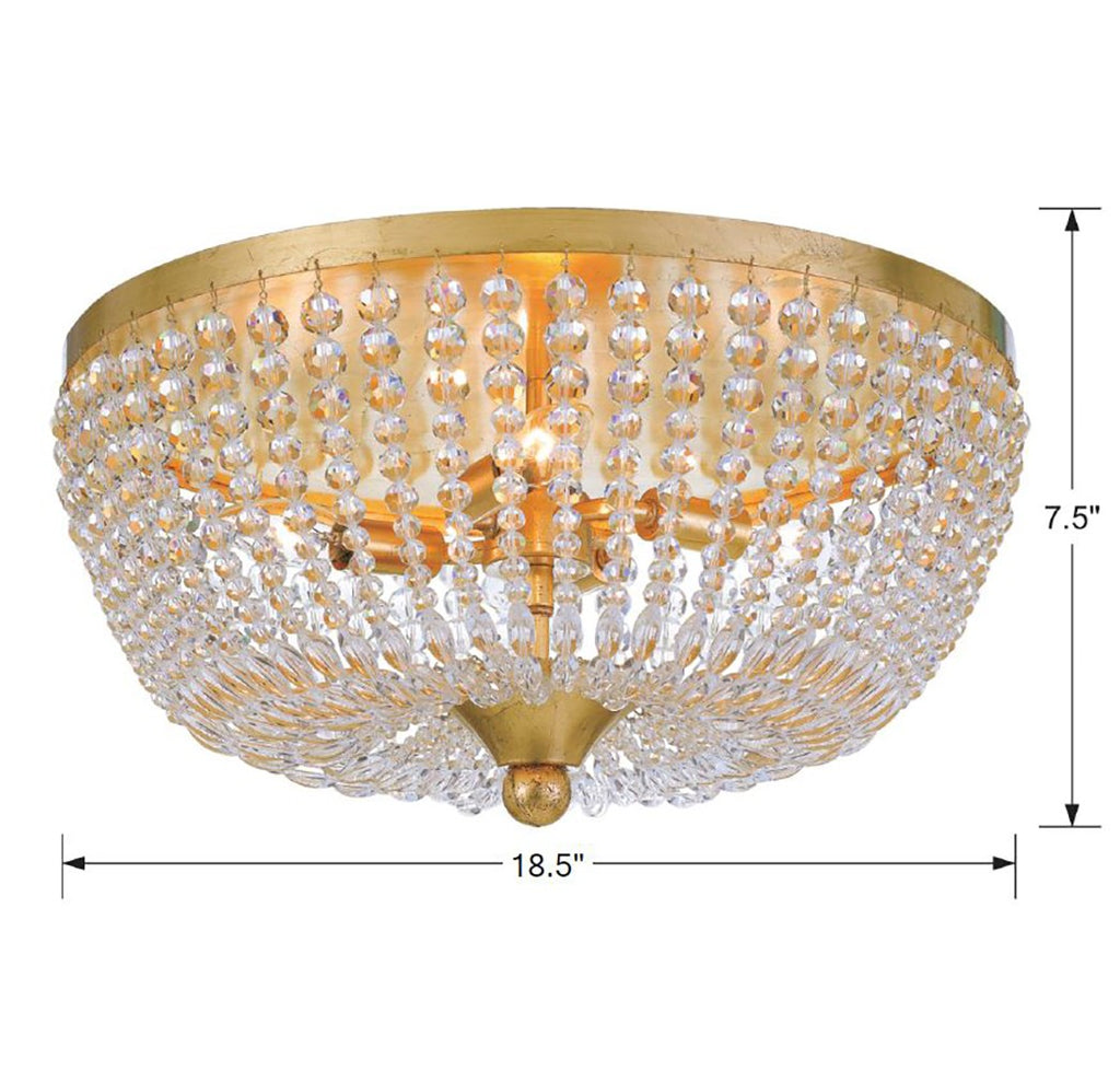 Crystorama Crystorama Rylee 4 Light Antique Gold Flush Mount