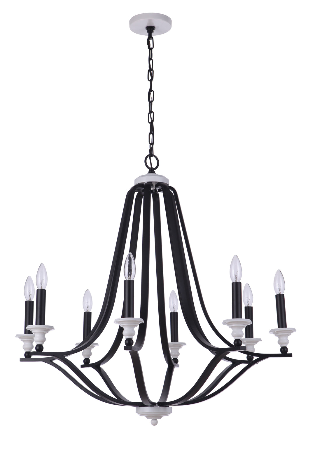 CRAFTMADE Esme 8 Light Chandelier in Flat Black/Matte White