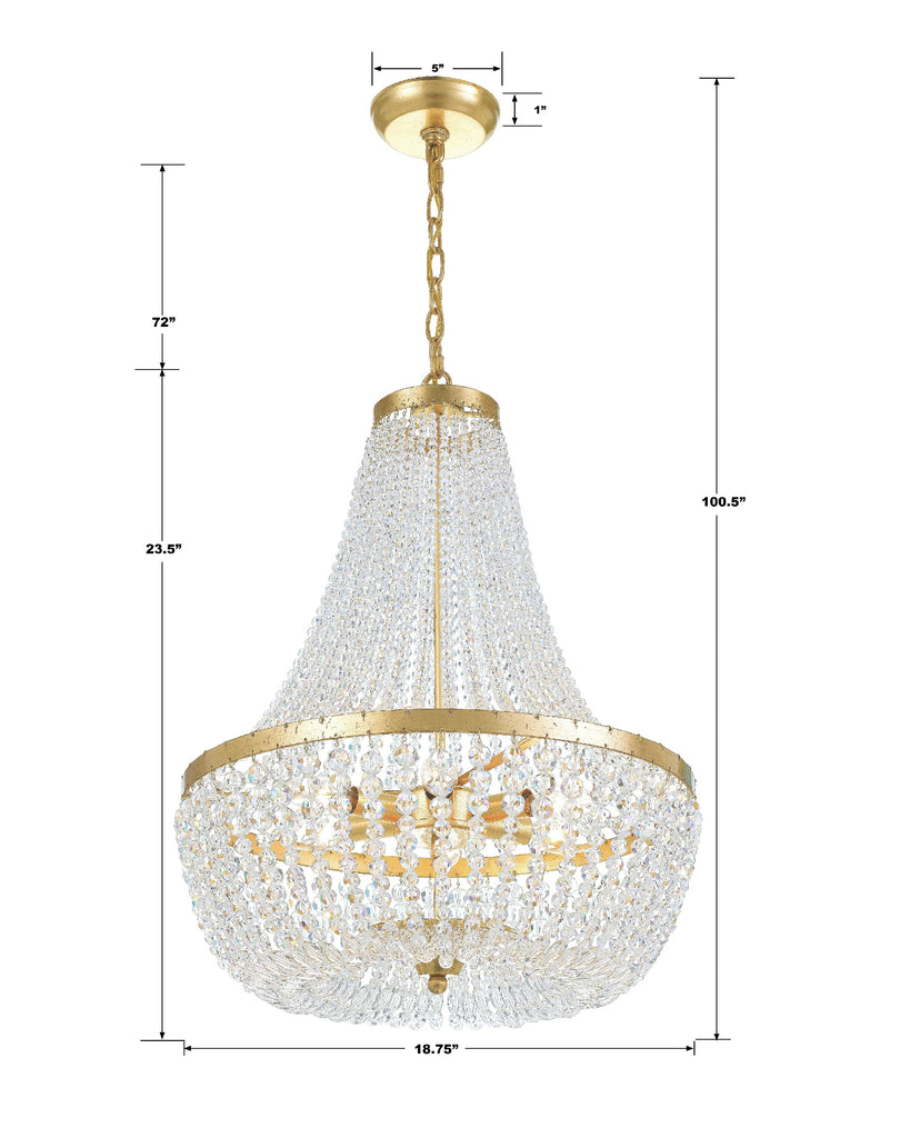 Rylee 6 Light Antique Gold Chandelier Crystorama