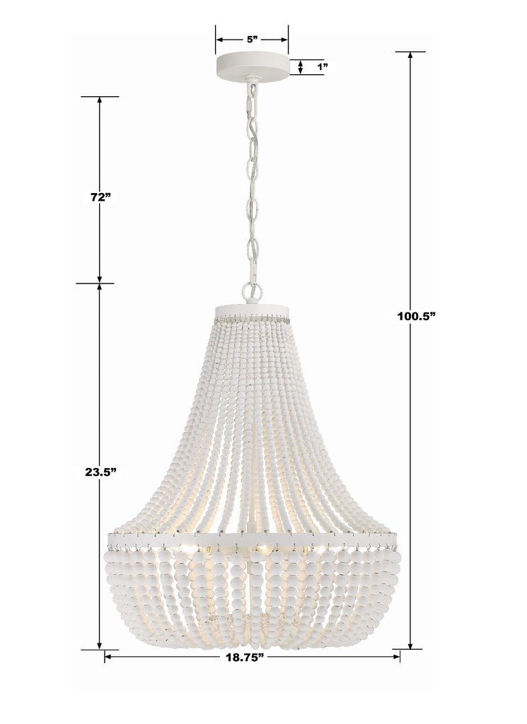 Rylee 6 Light Matte White Chandelier Crystorama