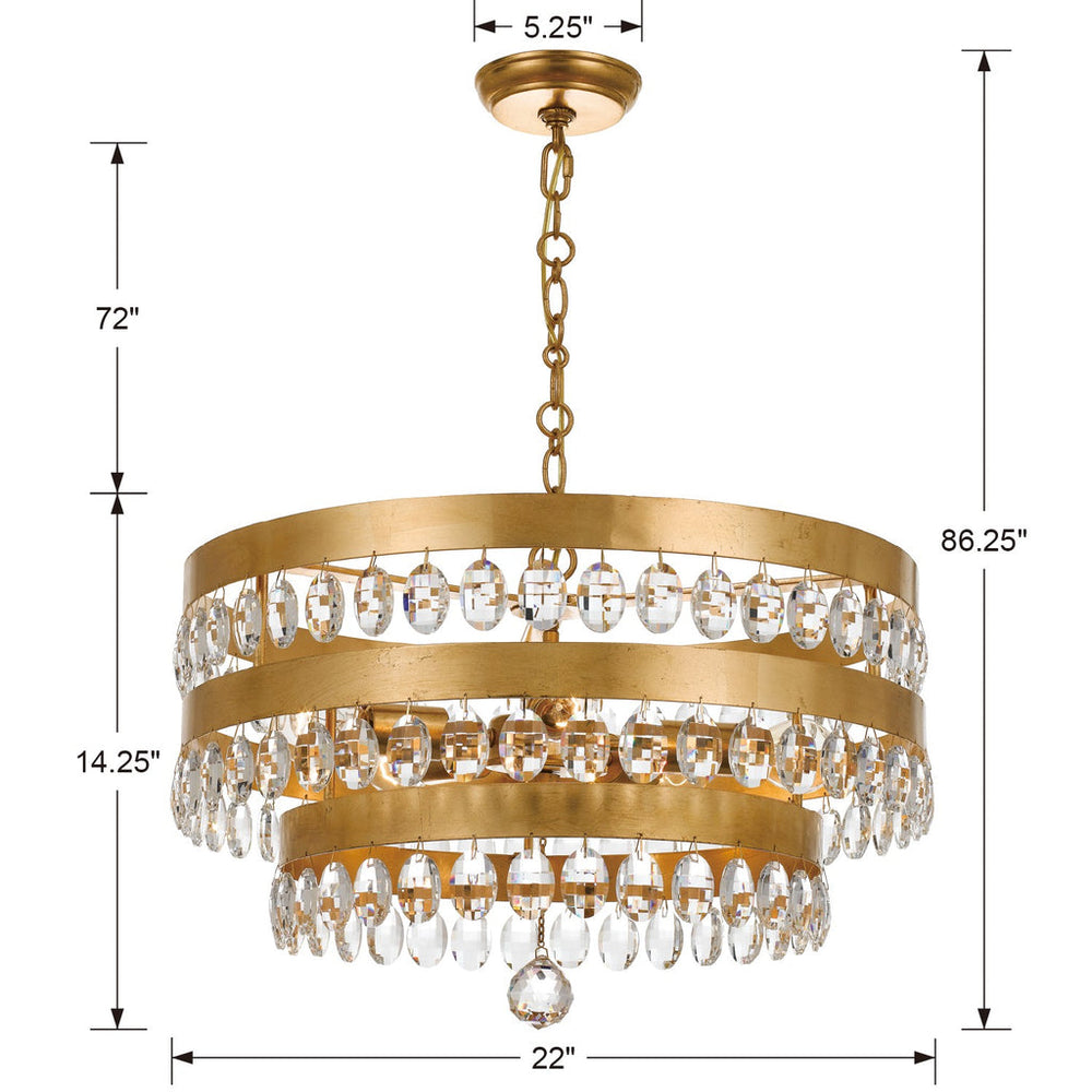 Perla 5 Light Antique Gold Chandelier Crystorama