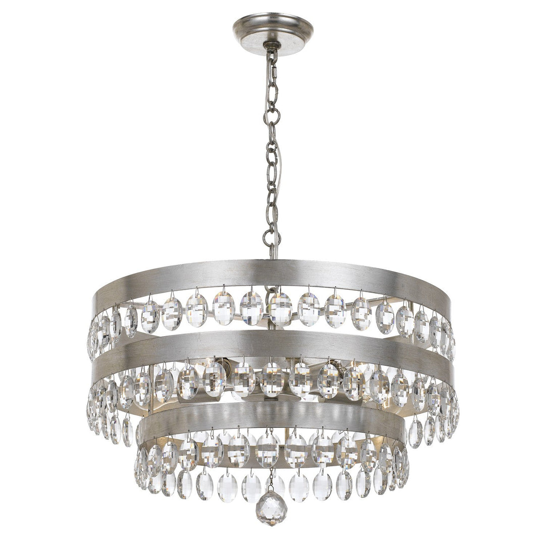 Perla 5 Light Antique Silver Chandelier Crystorama