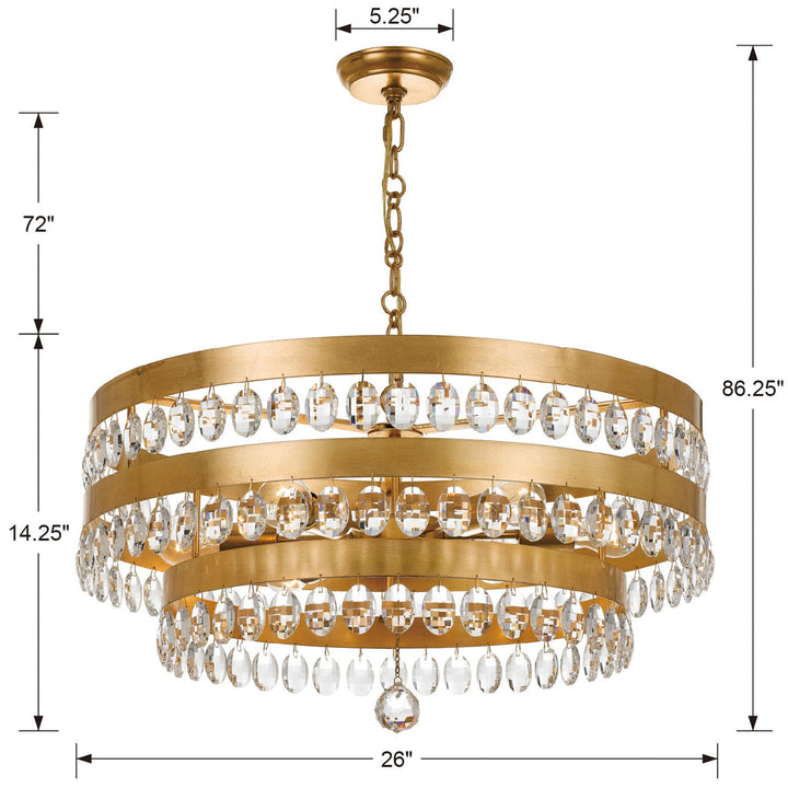 Perla 6 Light Antique Gold Chandelier Crystorama