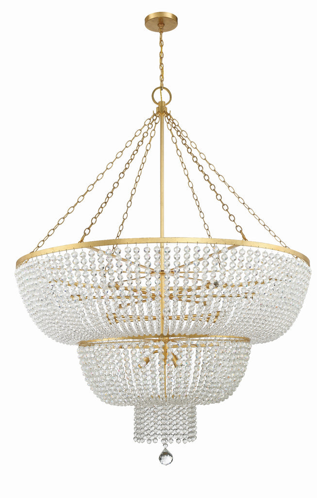 Rylee 15 Light Antique Gold Chandelier Crystorama