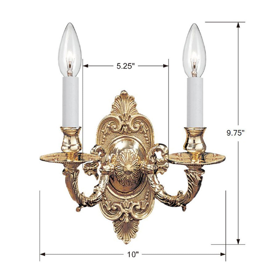 Crystorama Crystorama Crystorama 2 Light Polished Brass Cast Sconce