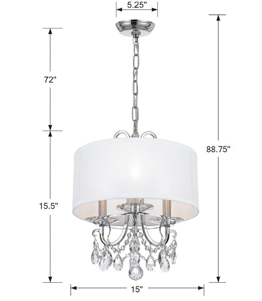 Othello 3 Light Clear Crystal Polished Chrome Mini Chandelier Crystorama