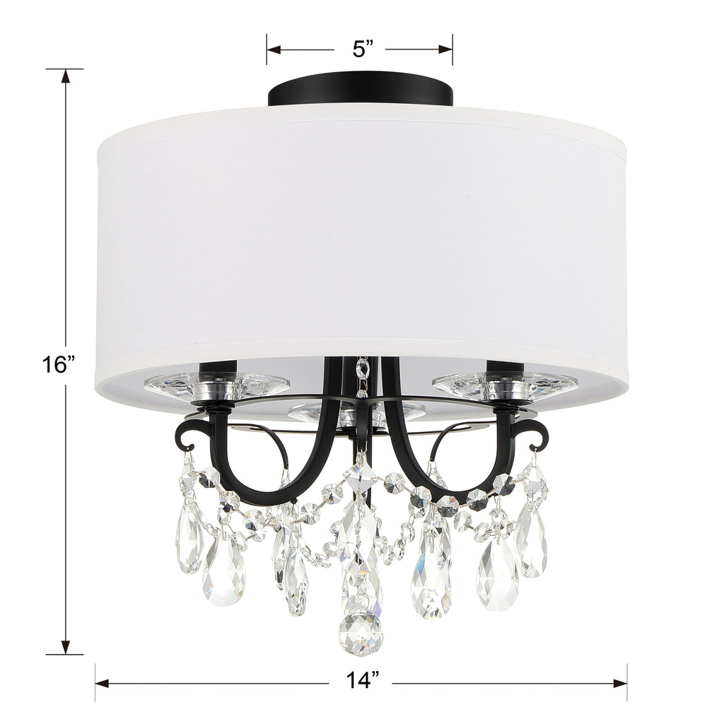 Crystorama Crystorama Othello 3 Light Matte Black Semi Flush Mount