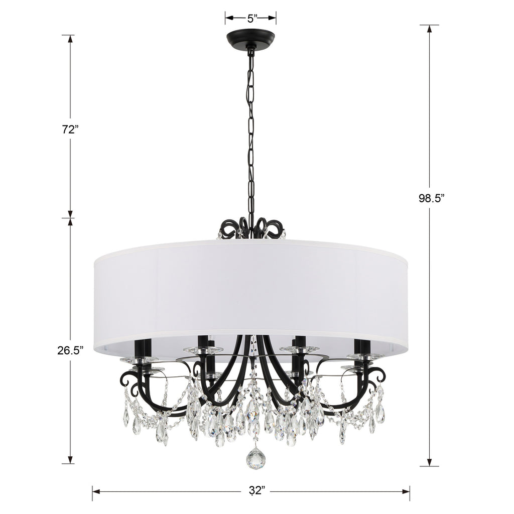 Othello 8 Light Matte Black Chandelier Crystorama