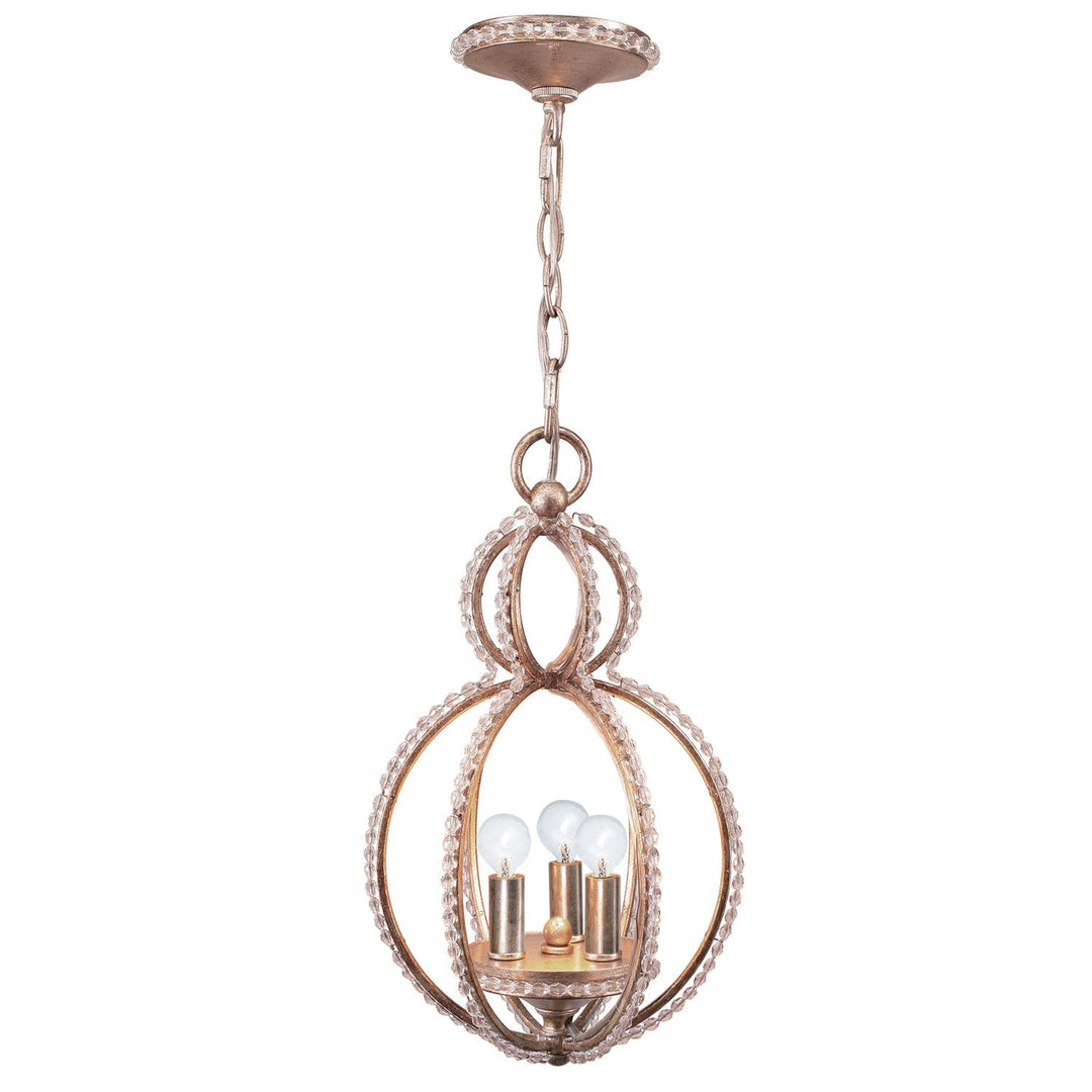 Garland 3 Light Crystal Bead Distressed Twilight Mini Chandelier Crystorama