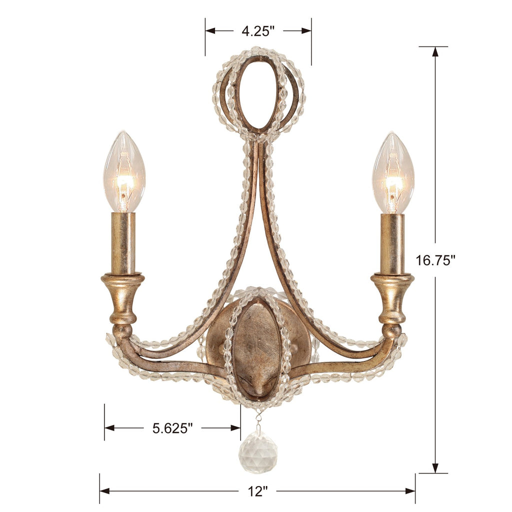 Crystorama Crystorama Garland 2 Light Distressed Twilight Sconce