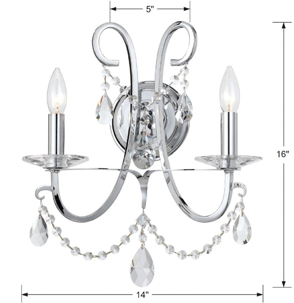 Crystorama Crystorama Othello 2 Light Polished Chrome Sconce