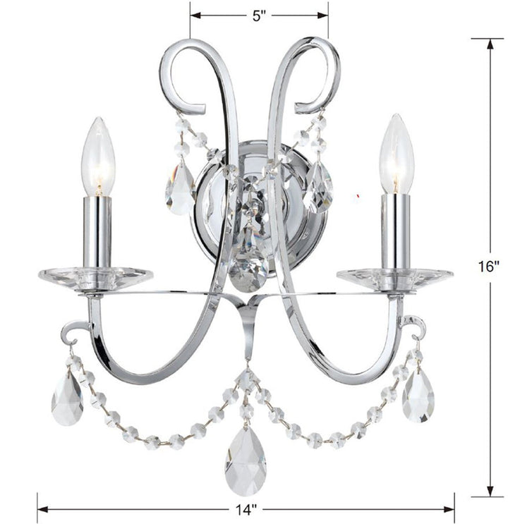 Crystorama Crystorama Othello 2 Light Spectra Crystal Polished Chrome Sconce